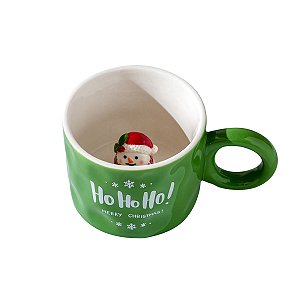 Xícara Natal Cerâmica Boneco de Neve 3D
