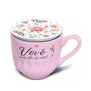 Xícara Com Tampa Vovó Floral