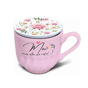 Xícara Com Tampa Mãe Floral