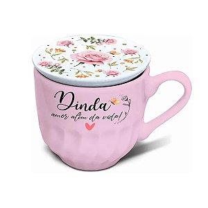 Xícara com Tampa Dinda Floral