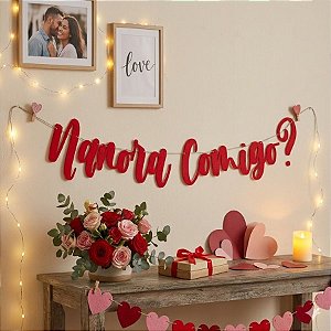 Faixa Decorativa 'Namora Comigo?' - 01 unidade - Cromus Festa Romântica - Rizzo Embalagens