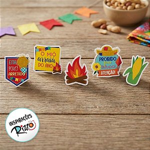 Aplique de Papel Cartão Festa Junina - 08 unidades - Cromus - Rizzo