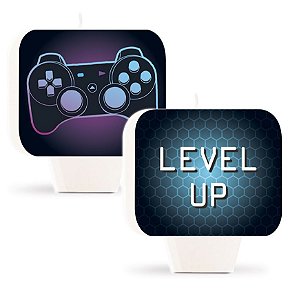 Vela Plana Dupla Face Festa Gamer Level Up - 01 unidade - Cromus - Rizzo Embalagens