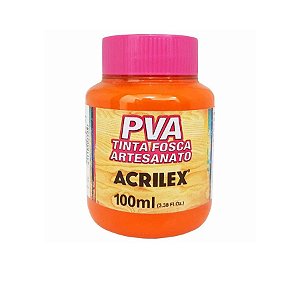 Tinta Fosca Artesanato PVA 100ml - Laranja R517 - 1 unidade - Acrilex - Rizzo