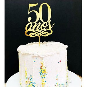 Topo de bolo floral - 50 anos  Bolo de aniversário de 50 anos