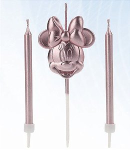 Vela Minnie Rosto Rose Gold Disney  - 1 unidade - Rizzo