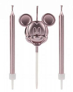 Vela Mickey Rosto Rose Gold Disney  - 1 unidade - Rizzo