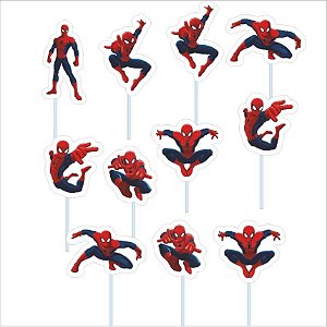 Palitos Decorativos em EVA - Homem Aranha - 12 Unidades - Piffer - Rizzo Embalagens