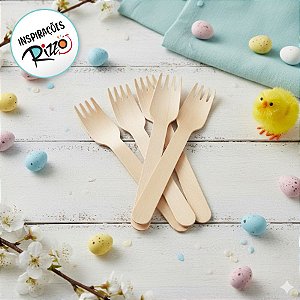 Garfo de Madeira 10 cm - 12 unidades - ArtLille - Rizzo Festas
