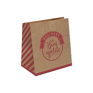 Saco de Papel Kraft Bom Apetite 28,5X24x12 com 50 un Cromus Delivery Rizzo