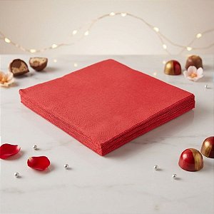 Guardanapo de Luxo Folha Dupla Liso Vermelho - 20 unidades - Silver Festas - Rizzo Embalagens