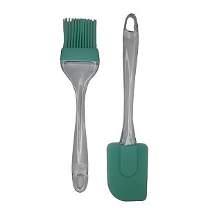 Kit Espátula e Pincel de Silicone Verde WF0630 - Le Chef - Rizzo Embalagens​​​​​​​