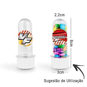 Mini Tubete Lembrancinha Festa Velozes e Furiosos 8cm 20 unidades - Branco - Rizzo Embalagens