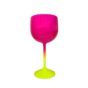 Taça Gin Fluor com 550ml Degradê Amarelo e Pink - Rizzo Embalagens