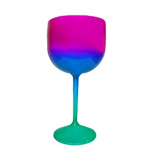 Taça Gin Fluor com 550ml Degradê Verde Tiffany Azul e Roxo - Rizzo Embalagens