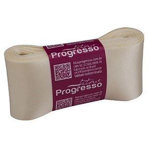 Fita de Cetim CF012 50mm - 10m Cor 311 Champagne - 01 unidade - Progresso - Rizzo Embalagens