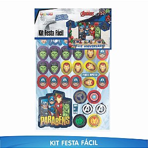 Kit Festa Fácil Vingadores - 39 Itens - 01 Unidade - Piffer - Rizzo Embalagens