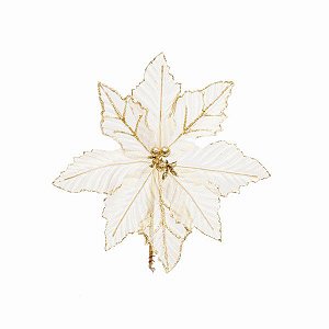 Flor de Natal Poinsettia Ouro Cabo Curto - 01 unidade - Cromus Natal - Rizzo