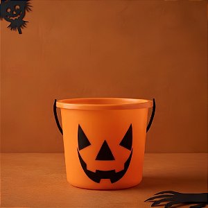 Baldinho Festa Halloween com corda Cor Laranja - 1 Unidade - Rizzo Embalagens