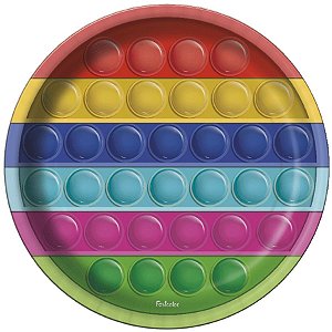 Prato de Papel  Festa Pop It - 8 Unidades - Festcolor - Rizzo