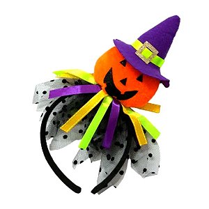 Tiara Halloween aplique - Abóbora com chapéu - 01 unidade - Rizzo