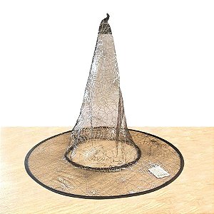 Chapéu de Bruxa Transparente - Mini Teia Prata - Halloween - 01 unidade - Rizzo