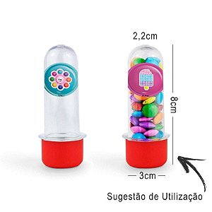 Mini Tubete Lembrancinha Festa Pop It 8cm 20 unidades - Vermelho - Rizzo Embalagens