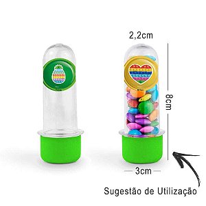 Mini Tubete Lembrancinha Festa Pop It 8cm 20 unidades - Verde - Rizzo Embalagens