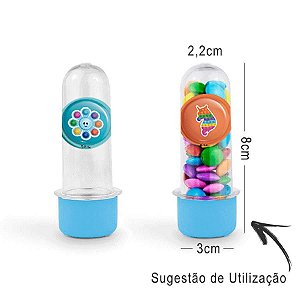 Mini Tubete Lembrancinha Festa Pop It 8cm 20 unidades - Azul - Rizzo Embalagens