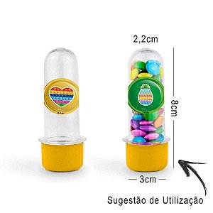 Mini Tubete Lembrancinha Festa Pop It 8cm 20 unidades - Amarelo - Rizzo Embalagens
