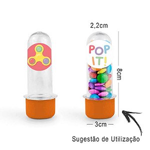 Mini Tubete Lembrancinha Festa Fidget Toys 8cm 20 unidades - Laranja - Rizzo Embalagens