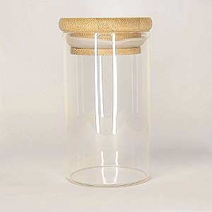 Pote de Vidro Hermético com Tampa de Bambu 9x5cm - Yoss - Rizzo