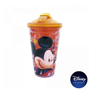 Copo c/ Canudo Mickey Mouse Congelante - 450ml - Disney Oficial - 01 Un - Rizzo