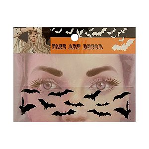 Adesivo Facial Halloween - Face Art Decor - Morcegos - Preto - 01 unidade - Rizzo Embalagens
