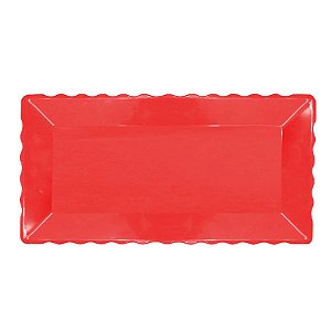 Bandeja Retangular Plástico Liso Vermelha - 16x30cm - 1 Un - Rizzo