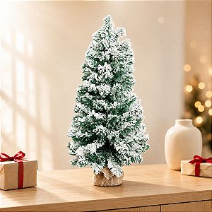 Mini Pinheiro Verde Nevada Base Juta 60cm - 01 unidade - Cromus Natal - Rizzo Embalagens
