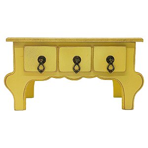 Mini Gaveteiro de Mesa 3 Gavetas - Amarelo  - MDF - 01 Unidade - Rizzo Embalagens