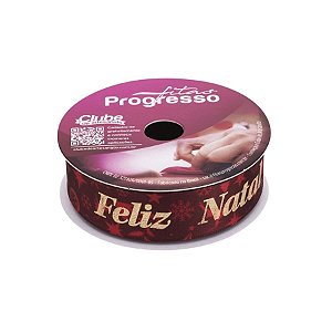 Fita de Cetim ECF 005TH 22mm -10m Cor 008 Frase Feliz Natal - 01 unidade - Progresso - Rizzo Embalagens