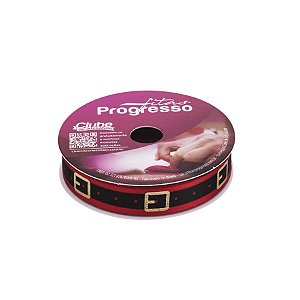 Fita de Cetim ECF 003TH 15mm -10m Cor 004 Cinto Papai Noel - 01 unidade - Progresso - Rizzo Embalagens