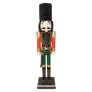 Boneco Soldado Quebra Nozes de Madeira - Vermelho e Verde - EN039-25 - 60 cm - 1 unidade - Global Master - Rizzo Embalagens