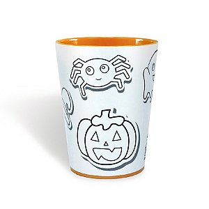 Copo para Colorir Halloween - Color Cup - Laranja - 01 unidade - Rizzo Embalagens