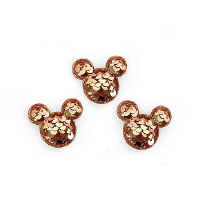 Aplique Mini Urso Paetê Rose Gold - 3,5cm - 5 Un - Artegift - Rizzo