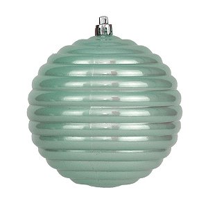 Bola de Natal Ondas VDY Cor Verde Mint 10cm 04 Unidades - Cromus - Rizzo Embalagens