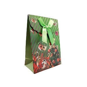 Mini Sacola Lembrancinha Verde Merry Christmas Árvore de Natal - 10cm - 1 UN - Rizzo
