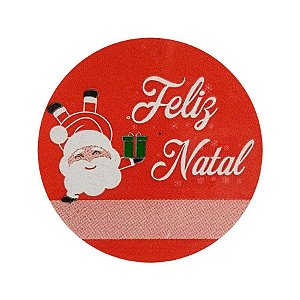 Etiqueta Adesiva Feliz Natal Noel - Vermelho - com 60 un. Rizzo Embalagens