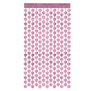 Cortina Decorativa Painel Mágico - 1x2m - Coração - Rosa - Art Lille -