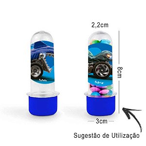 Mini Tubete Lembrancinha Hot Wheels 8cm 20 Unidades - Azul Escuro - Rizzo Embalagens