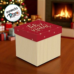 Caixa Cubo com Relevo - Feliz Natal - 01 unidade - Cromus Natal - Rizzo