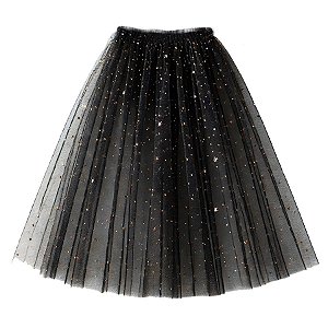 Fantasia Saia Tule Preto e Dourado Adulto Festa Carnaval 01 Unidade Cromus Rizzo