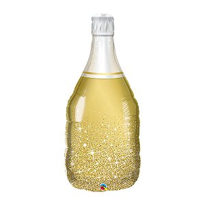 Balão de Festa Microfoil 39" - Garrafa de Champagne Espumante - 01 Unidade - Qualatex